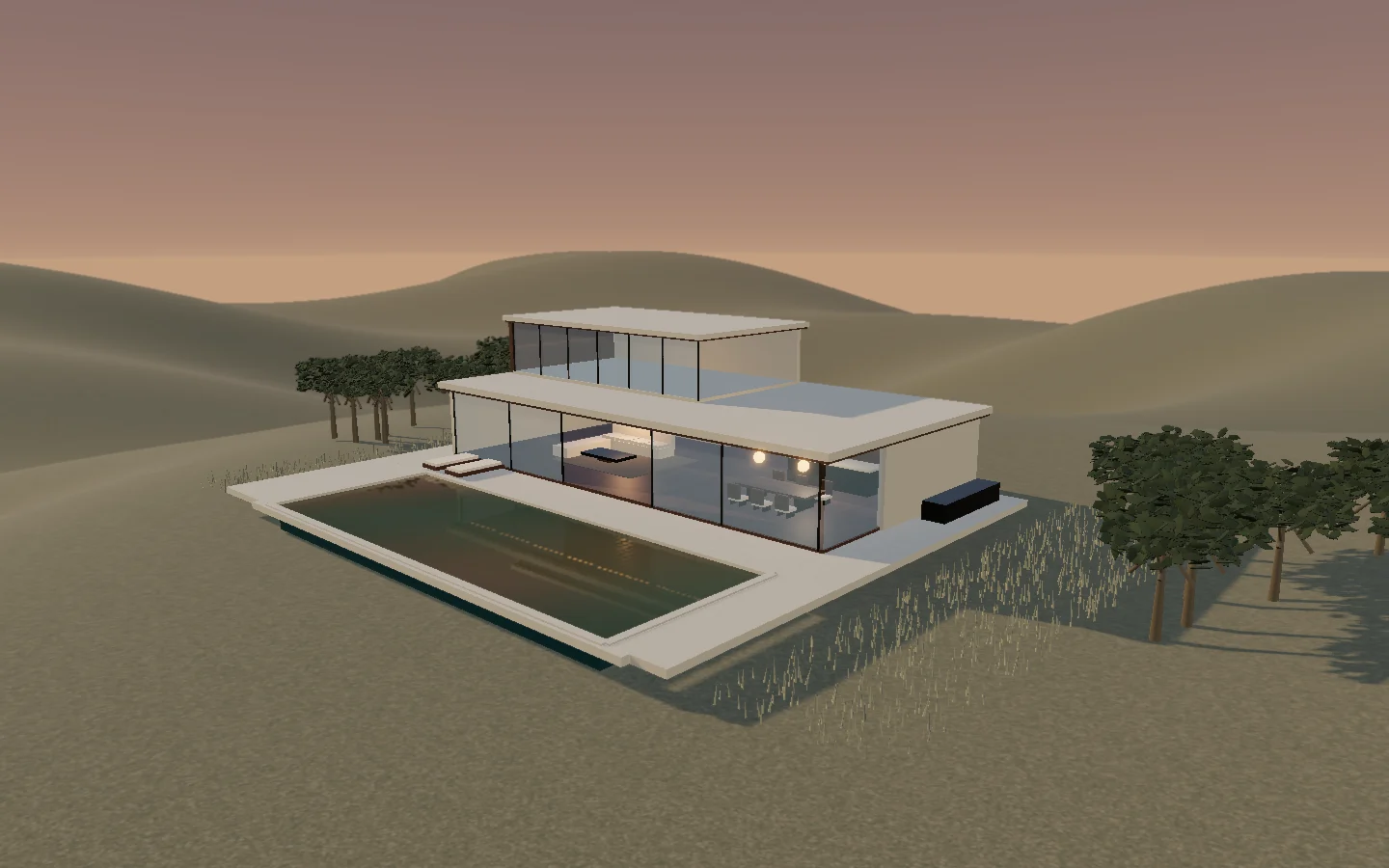 Canyon House, an original glass and stone architectural concept beside an infinity pool